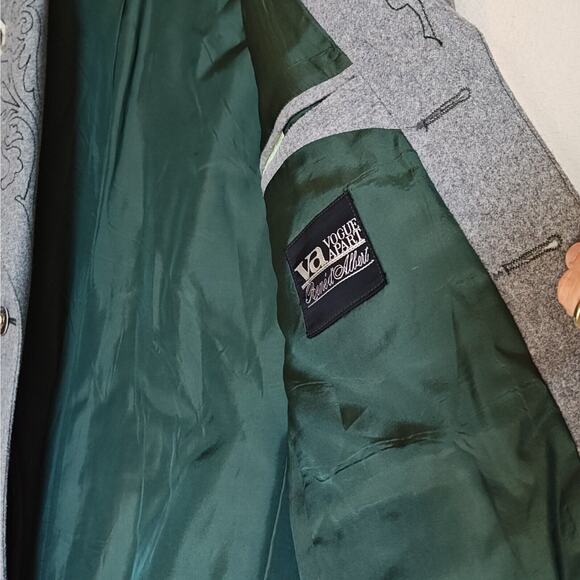 Vogue Apart Gray Wool Riding Jacket Button Front Padded Shoulders Women's Large - Picture 6 of 11